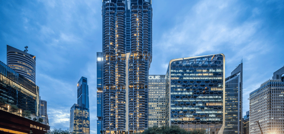 UIC Building Singapore with a double-curved aluminium facade and curtain wall