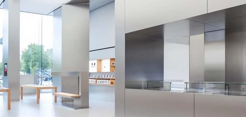 Satin finish stainless steel showcasing refined surface textures for architectural, decorative, and commercial applications