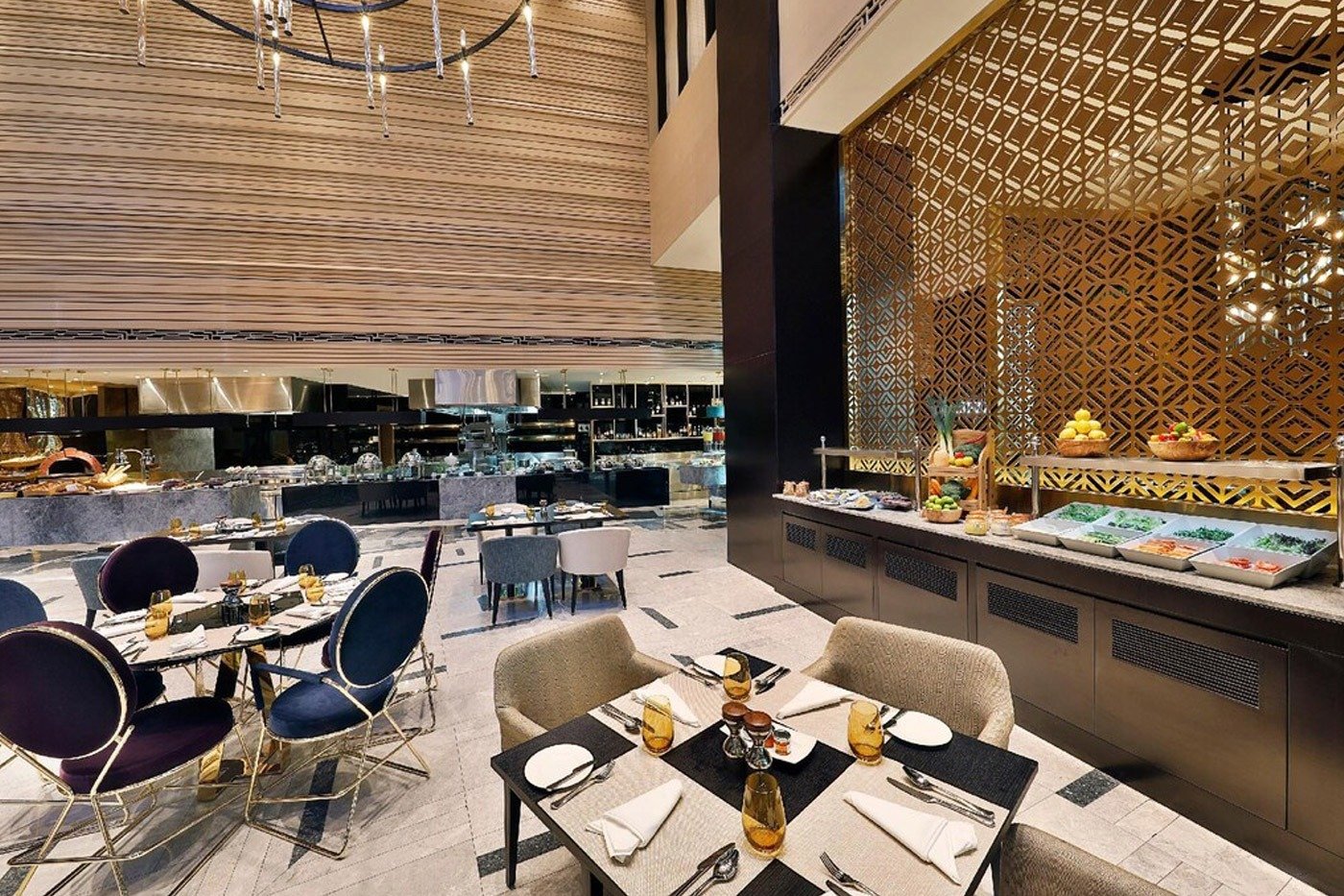 Stainless steel decorative metal screen in AlRayyan Hotel restaurant