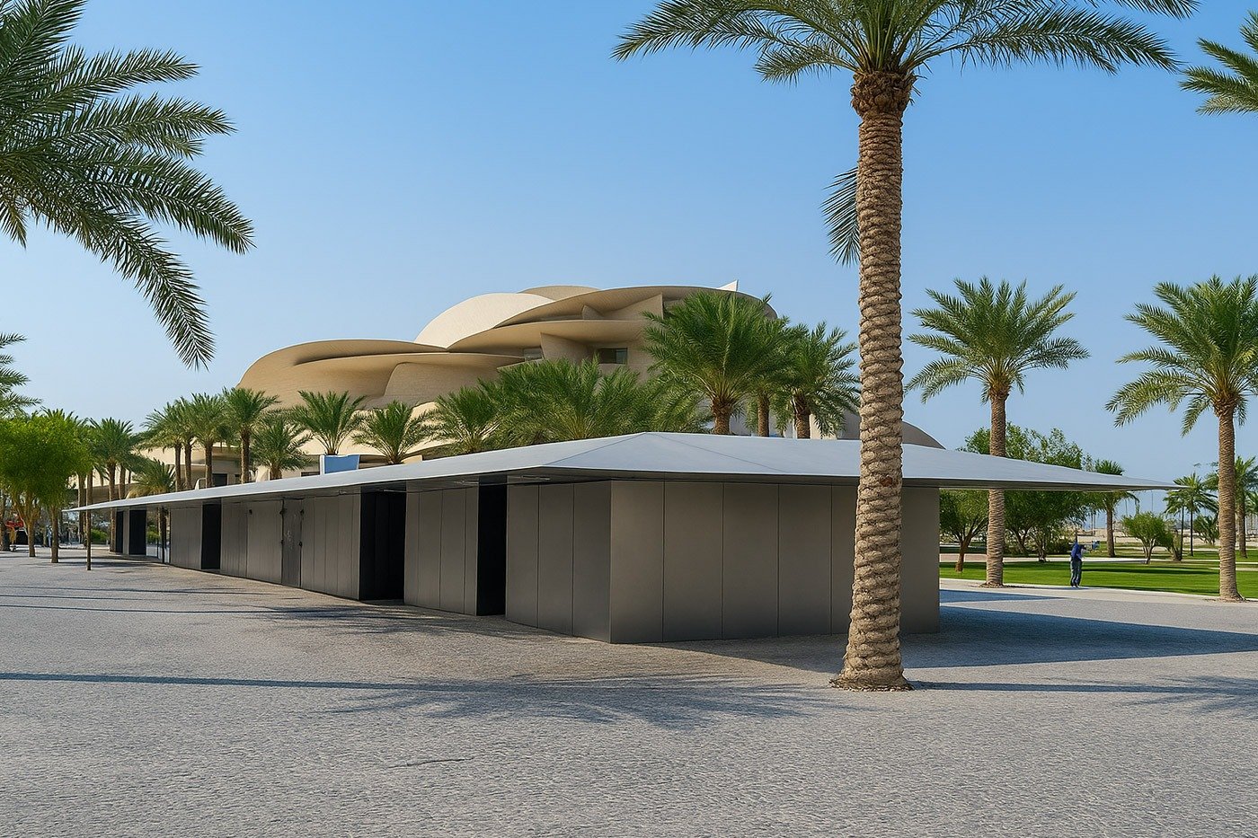 Stainless steel metalwork at the South Car Park of the National Museum of Qatar