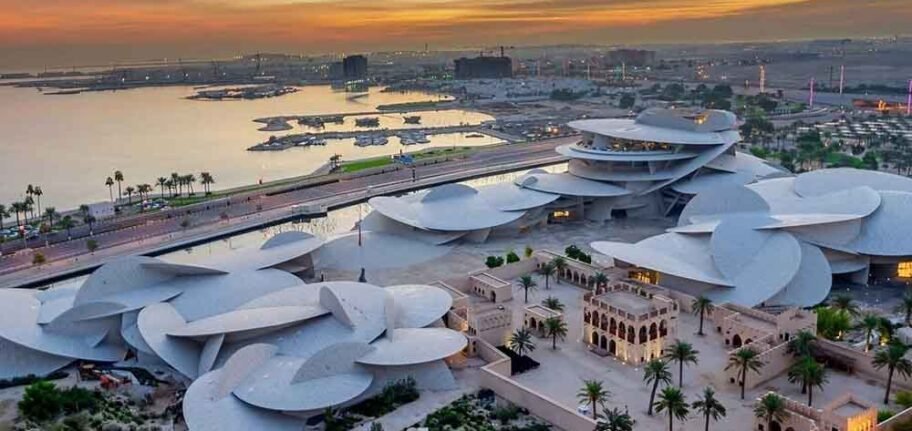 Stainless steel metalwork at the South Car Park of the National Museum of Qatar