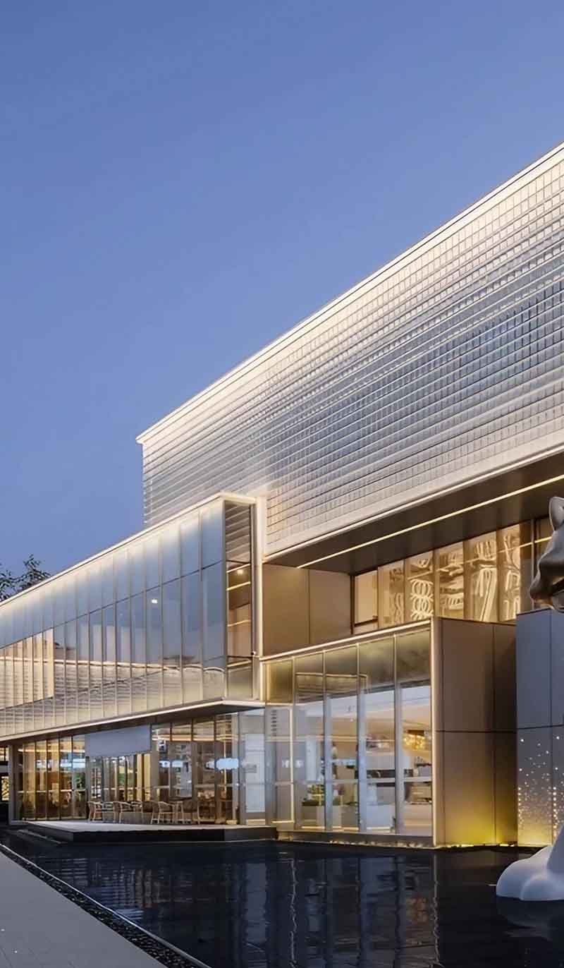 Architectural kinetic facade panels with customized metal detailing