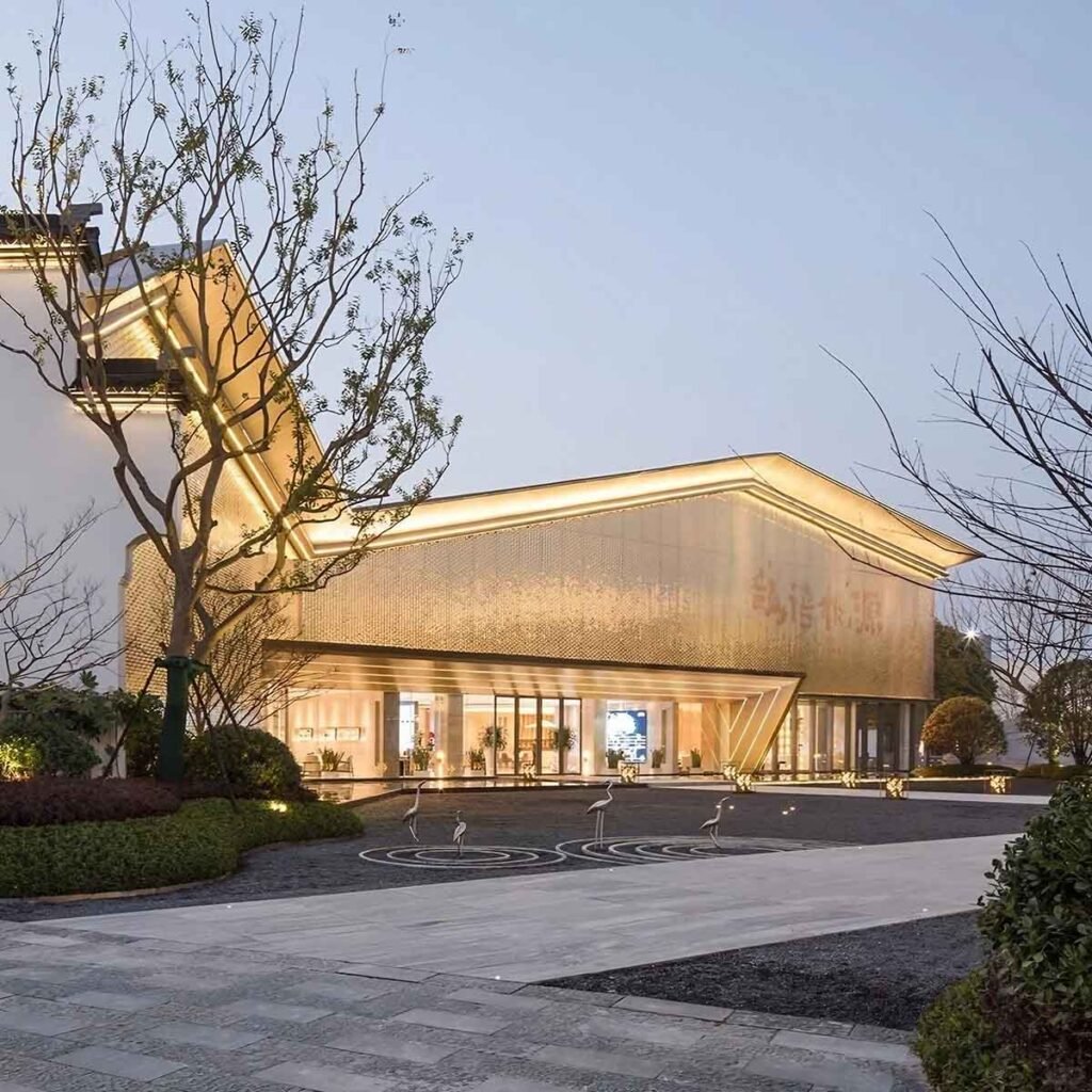 Custom kinetic facade design with movable architectural metal panels