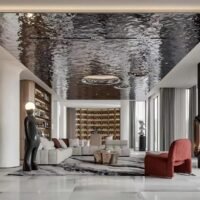 Decorative stainless steel panels featuring varied textures and finishes for modern architectural interiors
